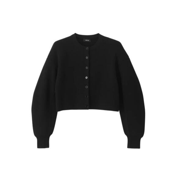 ME+EM Dramatic Sleeve Crop Knit Jacket Cardigan Black XS Wool Cashmere Sweater - Picture 5 of 11
